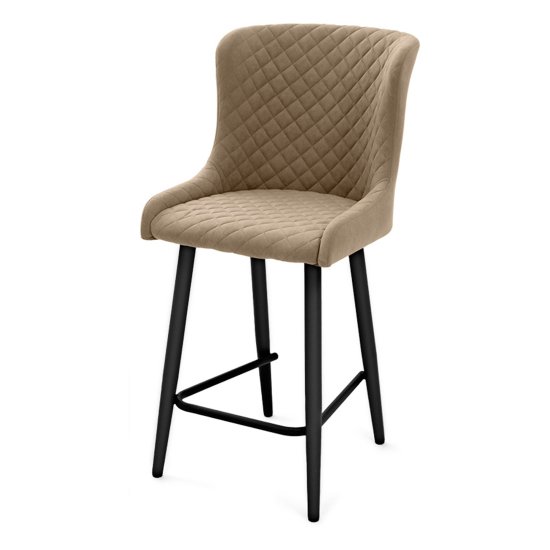 Стул полубарный с черными ножками мягкий велюровый (арт 23172) Фото 3