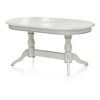 Кухонный стол раздвижной деревянный белый в классическом стиле (арт 5098) - Фото 2