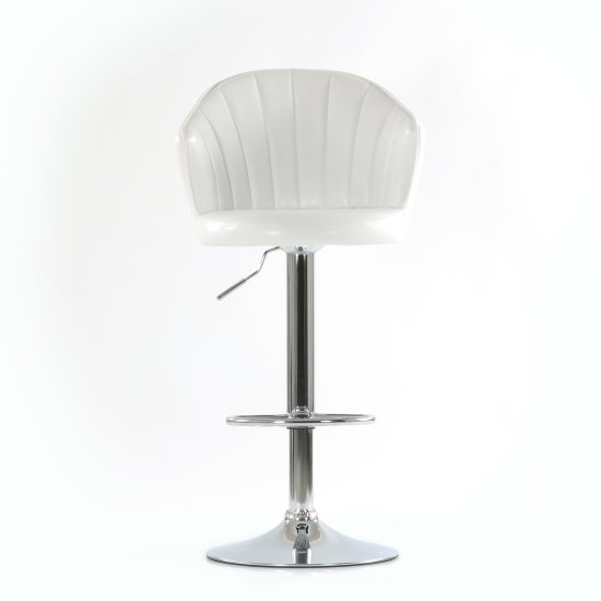 Стул барный на металлокаркасе мягкий белый регулируемый (арт 6463) Фото 2