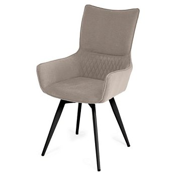 Стул на металлическом каркасе мягкий с подлокотниками бежевый (арт 35582) - Фото 2