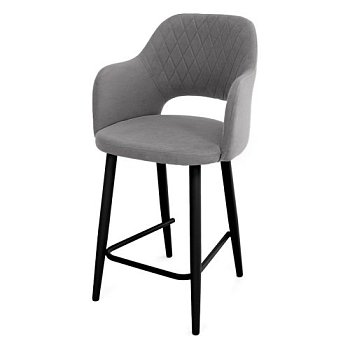 Стул полубарный серый из велюра (арт 27565) - Фото 2
