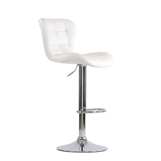 Стул барный высокий металлический ножки хром с мягким сидением белый (арт 5458) Фото 1