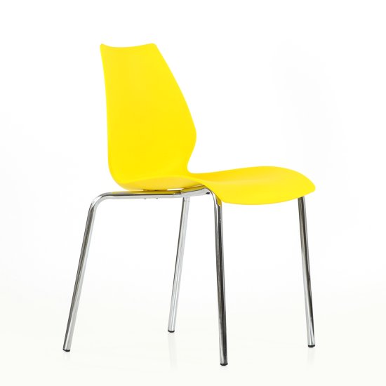 Стул на металлическом каркасе желтый пластиковый (арт 6630) Фото 2