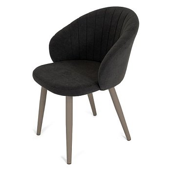 Стул на металлокаркасе с мягким сидением коричневый из велюра (арт 29087) - Фото 2