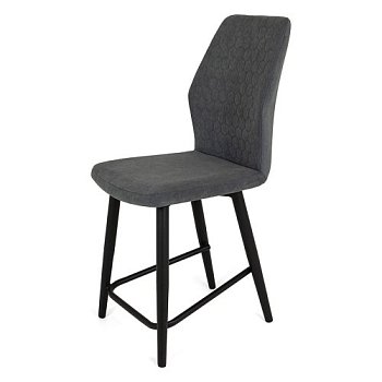 Полубарный стул на металлокаркасе мягкий серый из велюра (арт 20238) - Фото 2