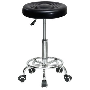 Табурет на металлокаркасе хромированный мягкий черный крутящийся (арт 5467) - Фото 2