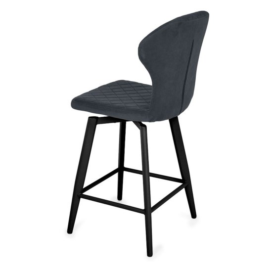 Барный высокий стул серый из велюра (арт 34158) Фото 2