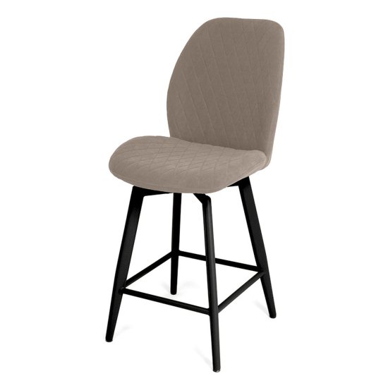 Стул полубарный металлический кремовый из велюра (арт 33552) Фото 4