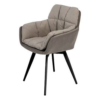 Стул кухонный с черными ножками мягкий бежевый из велюра (арт 33538) - Фото 2