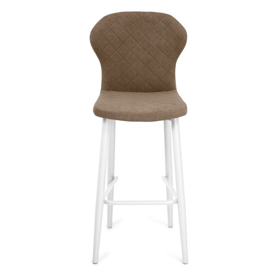 Барный стул металлический мягкий бежевый из велюра (арт 34142) Фото 6