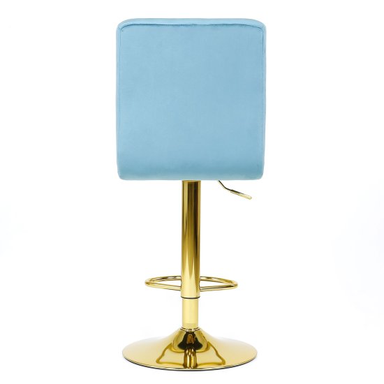 Барный стул металлический мягкий голубой велюровый (арт 32927) Фото 3