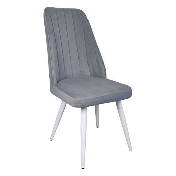 Стул для кухни с белыми ножками мягкий серый (арт 11072) - Фото 2