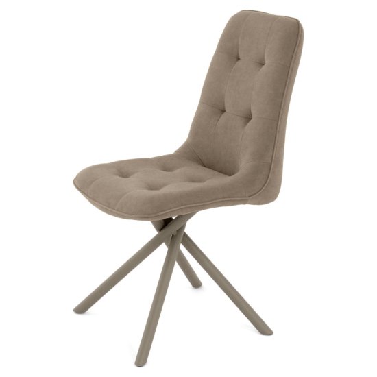 Стул на металлокаркасе мягкий бежевый из велюра (арт 35336) Фото 1