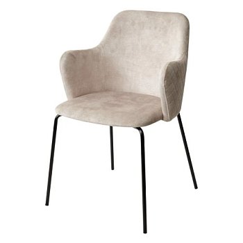 Стул мягкий с подлокотниками бежевый из велюра (арт 28944) - Фото 2