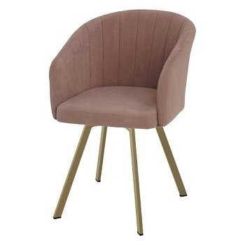 Стул на металлическом каркасе мягкий розовый из велюра (арт 20035) - Фото 2