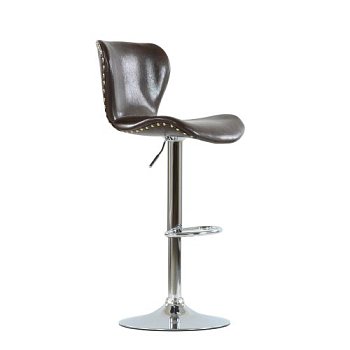 Стул барный на металлокаркасе мягкий коричневый регулируемый (арт 6548) - Фото 2