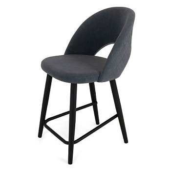 Стул полубарный с мягкой обивкой серый из велюра современный (арт 21849) - Фото 2