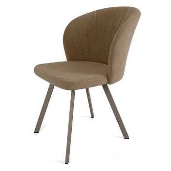 Стул на металлическом каркасе бежевый велюровый (арт 22517) - Фото 2