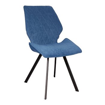 Стул кухонный металлический мягкий синий из бархата (арт 15072) - Фото 2