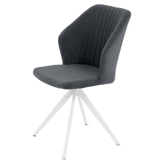 Стул на металлическом каркасе мягкий серый велюровый (арт 35387) Фото 2