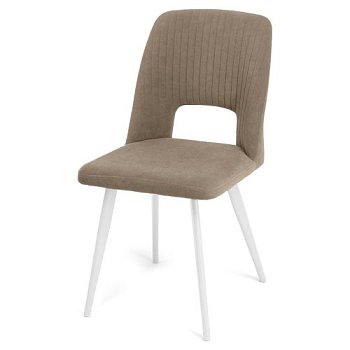 Стул на металлическом каркасе бежевый из велюра (арт 35317) - Фото 2