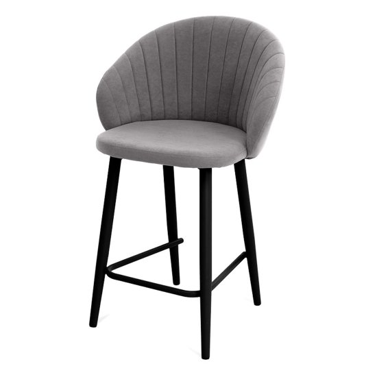 Стул ножки черные мягкий серый велюровый (арт 25385) Фото 8