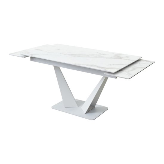 Стол дизайнерский раздвижной со стеклянной столешницей белый (арт 15645) Фото 5