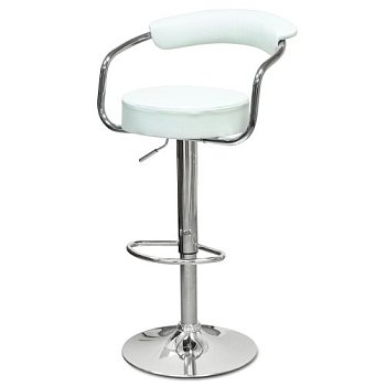 Стул барный с подлокотниками белый с обивкой из экокожи (арт 5539) - Фото 2