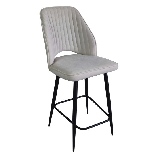 Полубарный стул на металлическом каркасе мягкий бежевый (арт 31987) Фото 1