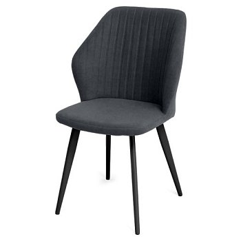 Стул на каркасе из металла с черными ножками серый из велюра (арт 35396) - Фото 2