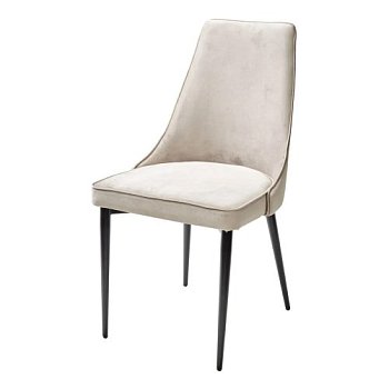 Стул на металлокаркасе с черными ножками бежевый из велюра (арт 28312) - Фото 2
