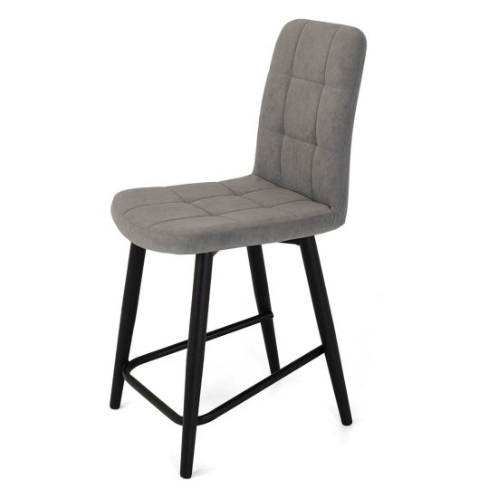 Полубарный стул мягкий серый из велюра (арт 18769) Фото 1