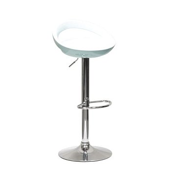 Барный высокий стул ножки хром белый пластиковый регулируемый (арт 2371) - Фото 2