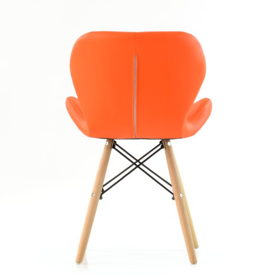 Стул деревянный с мягкой обивкой оранжевый eames (арт 6638) Фото 4