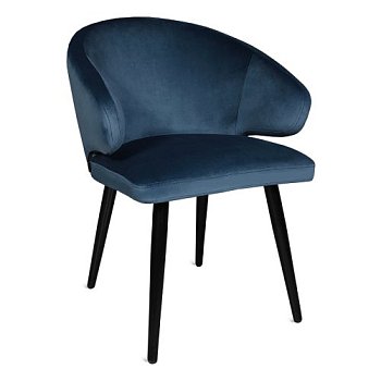 Стул на металлическом каркасе синий из бархата (арт 16283) - Фото 2