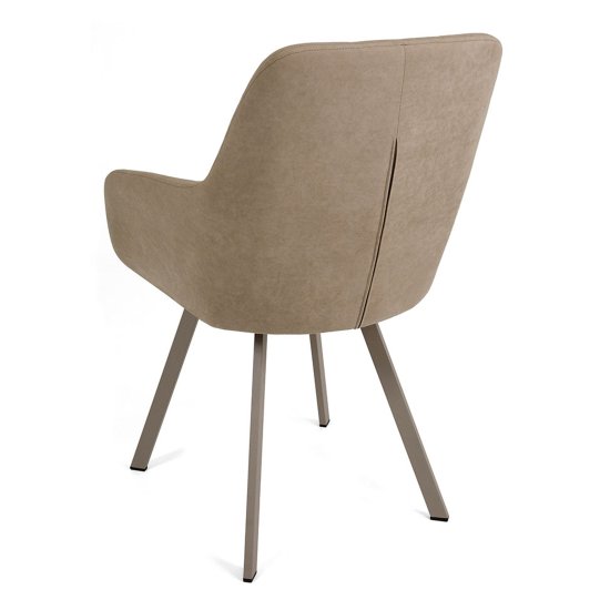 Стул на металлокаркасе мягкий кремовый из велюра (арт 24526) Фото 4