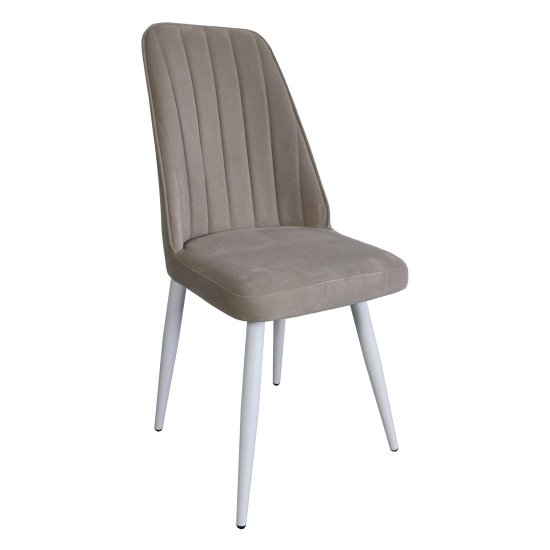 Стул с белыми ножками мягкий слоновая кость (арт 14916) Фото 1