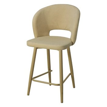 Барный стул металлический бежевый из велюра (арт 26741) - Фото 2