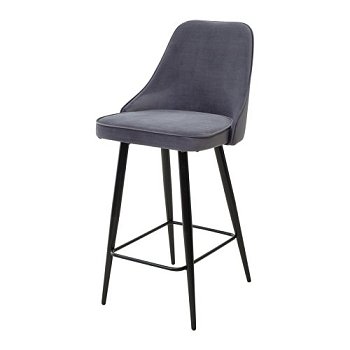 Стул полубарный на металлокаркасе мягкий серый из велюра (арт 11528) - Фото 2