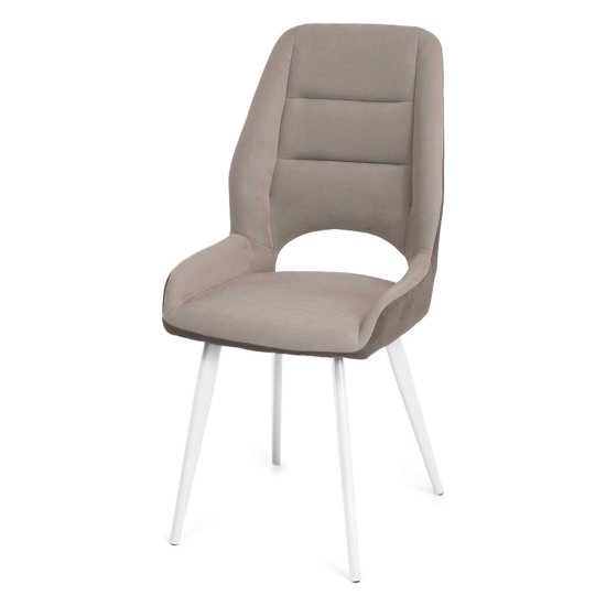 Стул на металлокаркасе бежевый из велюра (арт 35438) Фото 1