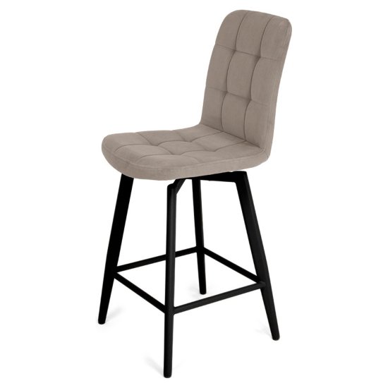 Полубарный стул на металлокаркасе слоновая кость велюровый (арт 35362) Фото 2