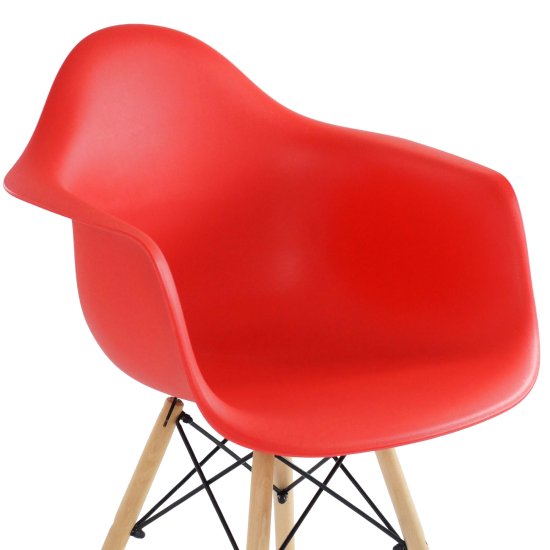 Полукресло дизайнерское деревянное с подлокотниками красное eames (арт 10860) Фото 4