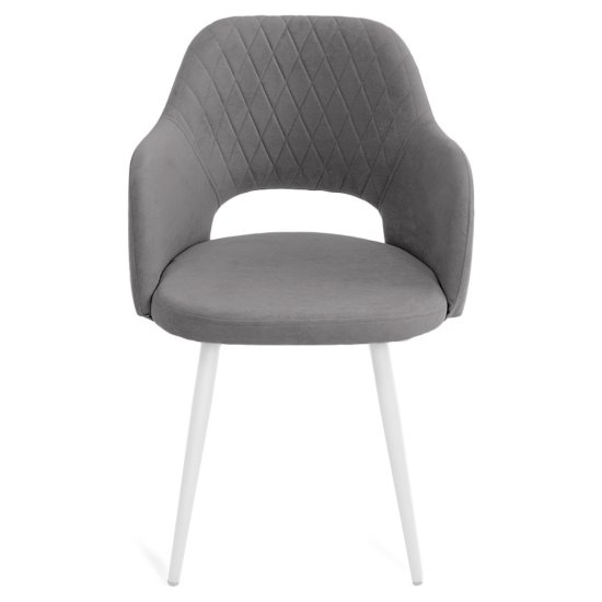 Стул с белыми ножками серый велюровый (арт 27692) Фото 6