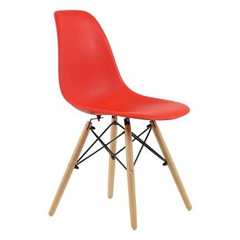 Стул дизайнерский деревянный красный пластиковый eames (арт 10865) - Фото 2