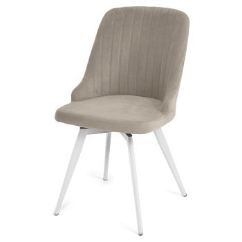 Стул с белыми ножками слоновая кость из велюра (арт 22696) - Фото 2