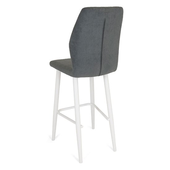 Стул барный на металлокаркасе серый из велюра (арт 20362) Фото 5
