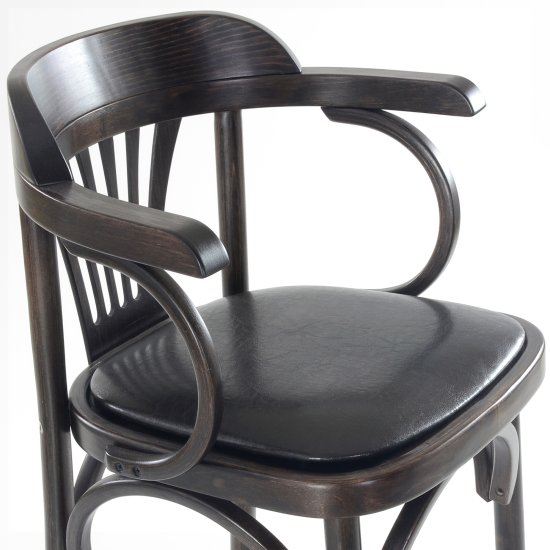 Барный высокий стул деревянный с подлокотниками коричневый (арт 6570) Фото 5