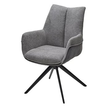 Стул-кресло на металлокаркасе мягкий с подлокотниками серый (арт 33928) - Фото 2