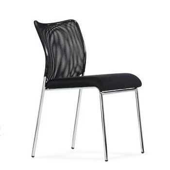 Стул на металлокаркасе с ножками хром мягкий черный (арт 15162) - Фото 2
