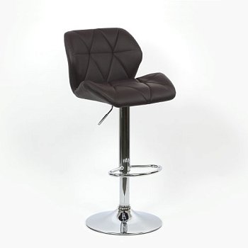 Стул барный высокий с мягким сидением коричневый из экокожи (арт 5595) - Фото 2